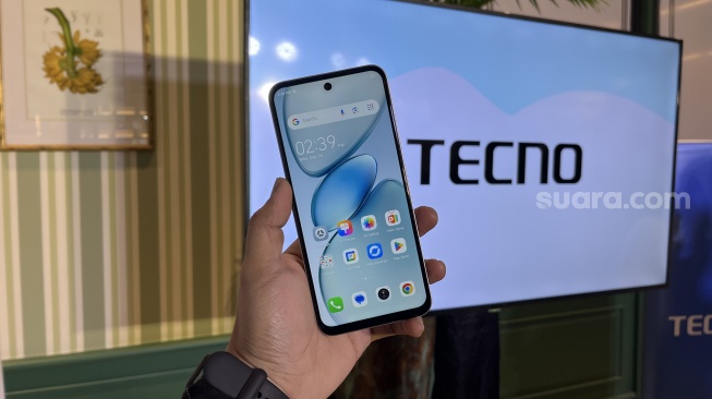 Tecno Spark Go 1 resmi meluncur ke Indonesia pada Jumat (4/10/2024). [Suara.com/Dicky Prastya]