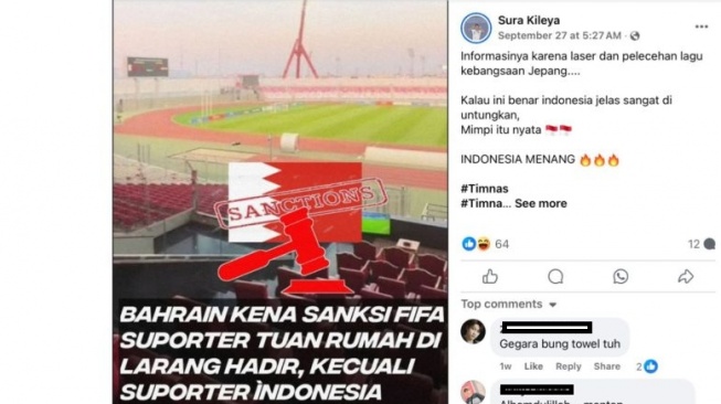 Cek Fakta: Suporter Timnas Bahrain Disanksi FIFA Tak Boleh Hadiri Laga Kualifikasi PD 2026