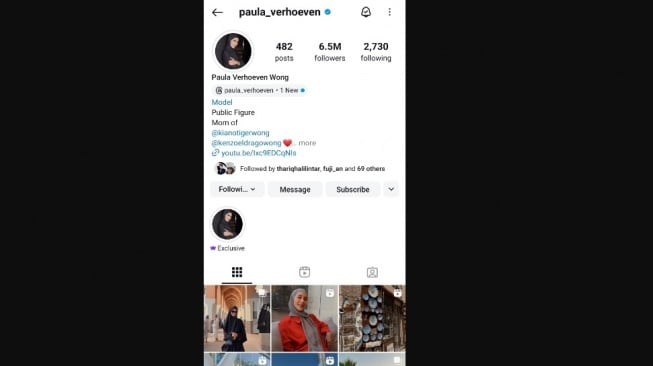 Paula Verhoeven Masih Gunakan Nama Wong. [Instagram]