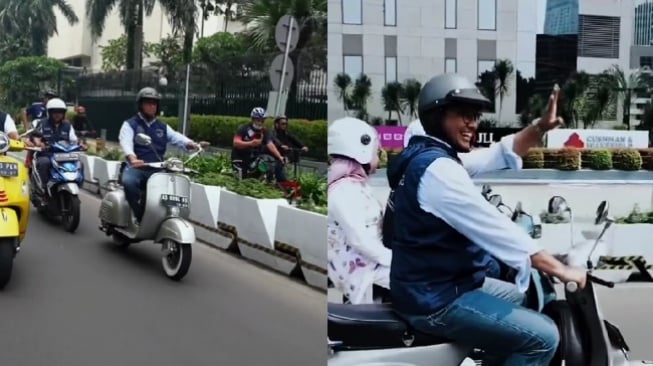 Vespa Anies Baswedan. (Kolase: TikTok/aniesbaswedan dan Favcars)