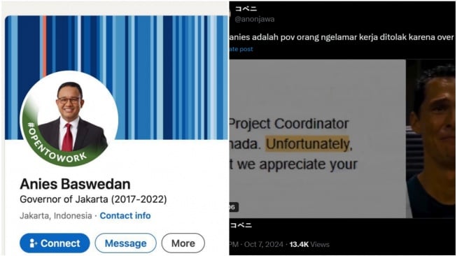 Ramai Meme Anies Baswedan Open to Work di LinkedIn, Banjir Tanggapan Kocak dari Netizen