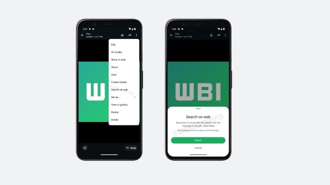 Fitur WhatsApp untuk mencari gambar di web. [WABetaInfo]