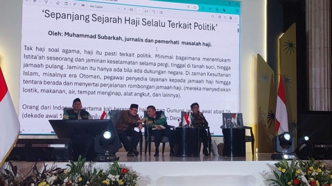 Seminar Nasional bertajuk, "Urgensi Kementerian Haji dan Umrah Bagi Perbaikan Ekosistem Haji dan Umrah untuk Umat" yang digelar Asosiasi Muslim Penyelenggara Haji dan Umrah Republik Indonesia (AMPHURI) di Jakarta, Kamis (10/10/2024). (ANTARA/HO-AMPHURI)