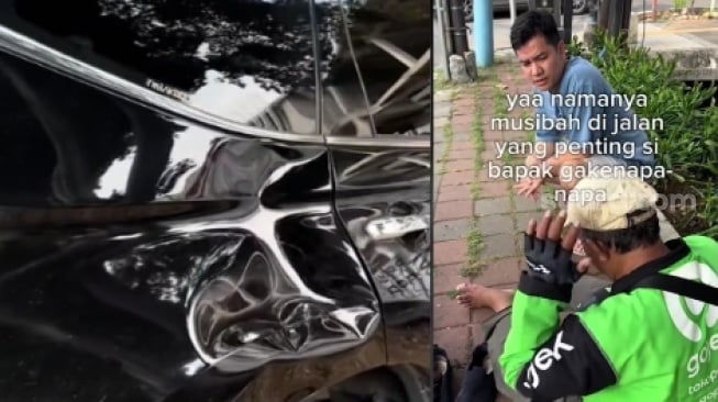 Viral Mobil Ditabrak Ojol Hingga Penyok, Reaksi Tak Biasa Pemilik Tuai Pujian