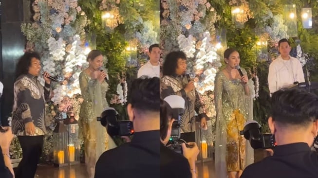 Marshel Widianto dan Nikita Mirzani di acara mitoni 7 bulanan Shandy Purnamasari (Instagram)