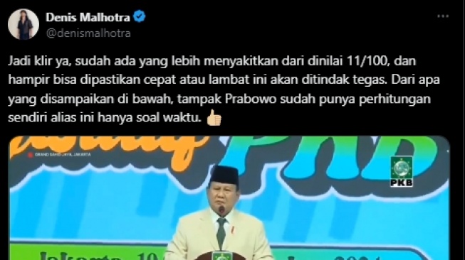 Potongan video pidato Prabowo Subianto yang mewanti-wanti orang yang suka mencaci-maki pemerintah. (tangkapan layar/X)