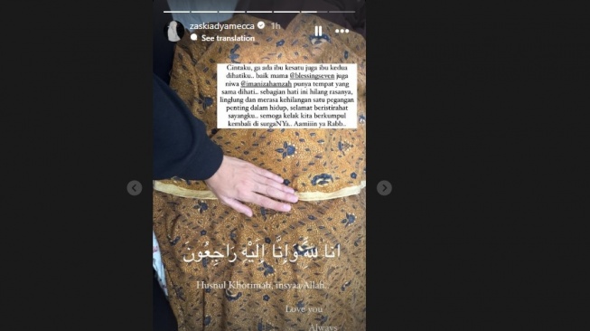 Zaskia Adya Mecca Bagikan Kabar Duka. [Instagram]