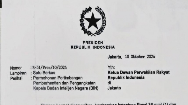 Supres Jokowi usulkan nama Wamenhan Muhammad Herindra gantikan Kepala BIN Budi Gunawan. (tangkapan layar/ist)