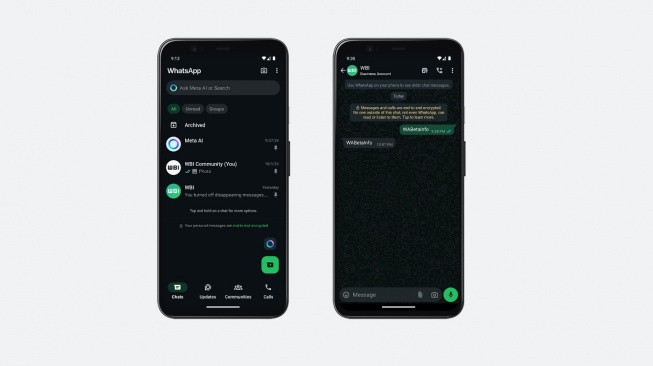 Mode gelap WhatsApp yang lebih pekat. [WABetaInfo]