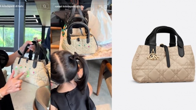 Nasib tas Kris Dayanti di tangan Ameena. (Kolase TikTok/attahalilintar dan Dior.com)