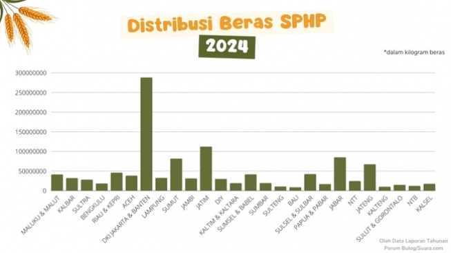 Data distribusi beras SPHP 2024 (Perum Bulog/Suara.com)