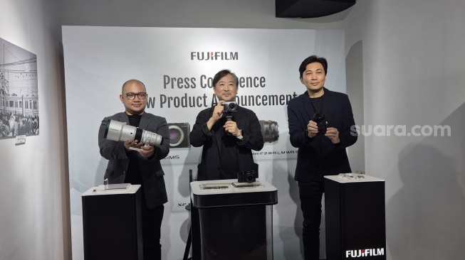 Peluncuran Kamera Mirrorless FujiFilm X-M5 dan dua lensa XF Fujinon terbaru di Jakarta, Kamis (17/10/2024). [Suara.com/Dythia Novianty]