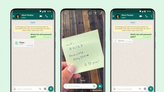 Fitur view once di WhatsApp. [WhatsApp]