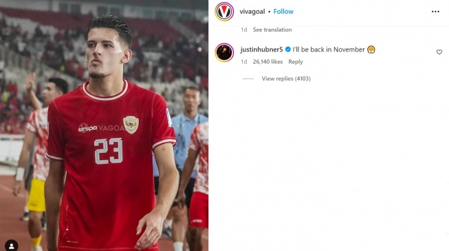 Justin Hubner ucapkan bakal gabung timnas Indonesia di November. (Instagram/@vivagoal)