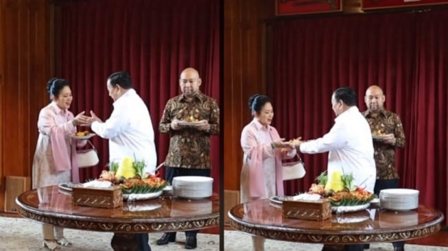 Prabowo Kasih Tumpeng Buat Titiek Soeharto, Ekspresi Didit Tak Biasa: Bengong Pegang Piring