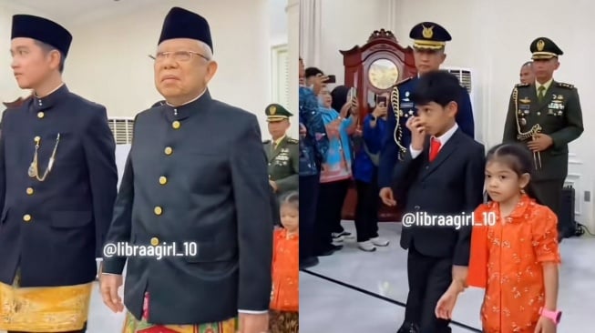 Jan Ethes Srinarendra dan La Lembah Manah jalan membuntuti Gibran Rakabuming Raka di Istana Wakil Presiden (TikTok/libraagirl_10)