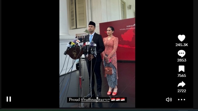 Penampilan Raffi Ahmad dan Nagita Slavina di acara pelantikan (TikTok)