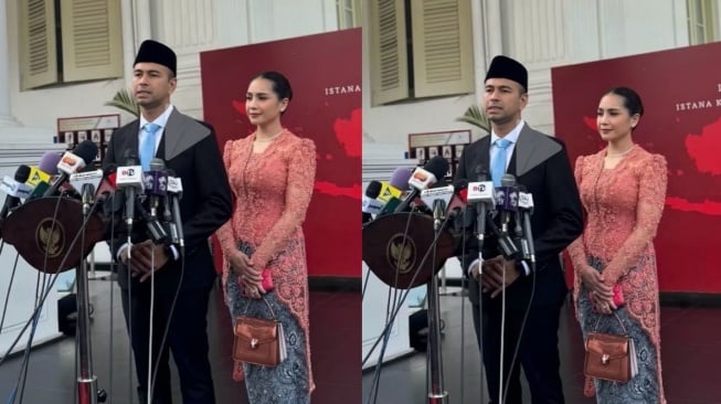 Penampilan Raffi Ahmad dan Nagita Slavina saat hendak pergi ke acara pelantikan (TikTok/sobatputri__)