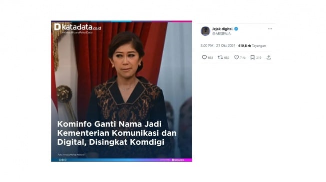 Cuitan warganet soal Komdigi. [X/@ARSIPAJA]