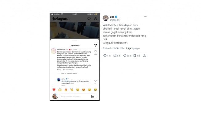 Cuitan warganet soal Giring. [X/@elisa_jkt]