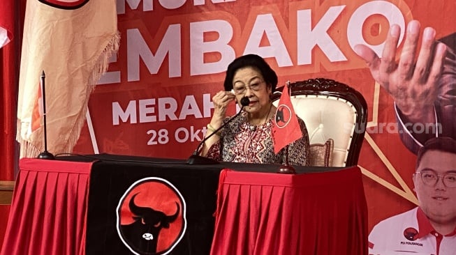 Ketua Umum PDI Perjuangan sekaligus Presiden ke-5 RI, Megawati Soekarnoputri. (Suara.com/Faqih)