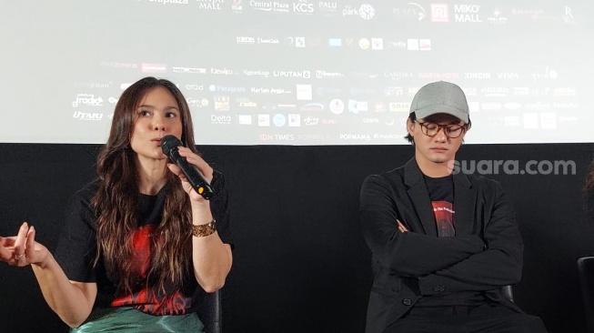 Wulan Guritno dalam jumpa pers film Danyang: Mahar Tukar Nyawa di kawasan Senayan, Jakarta, Selasa (29/10/2024). [Suara.com/Adiyoga Priyambodo]