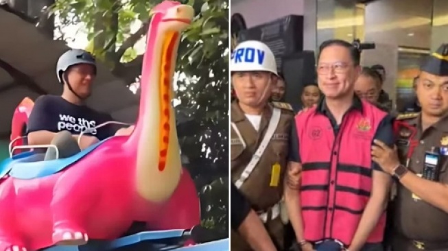 Heboh! Tom Lembong Pakai Rompi Pink, Warganet Kaitkan dengan Dinosaurus Anies