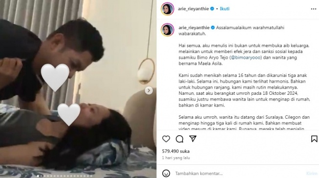 Postingan Siti Septi Ariyanti alias Arie Rieyanthie [Instagram/@arie_rieyanthie]