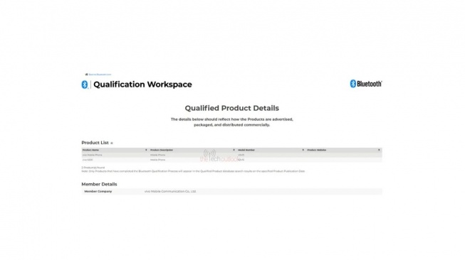 Sertifikasi Bluetooth Vivo X200. [Gizmochina]