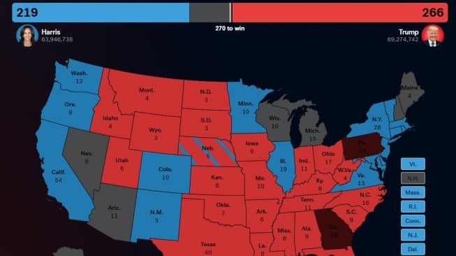 Quick Count Pilpres AS, Donald Trump Menang!