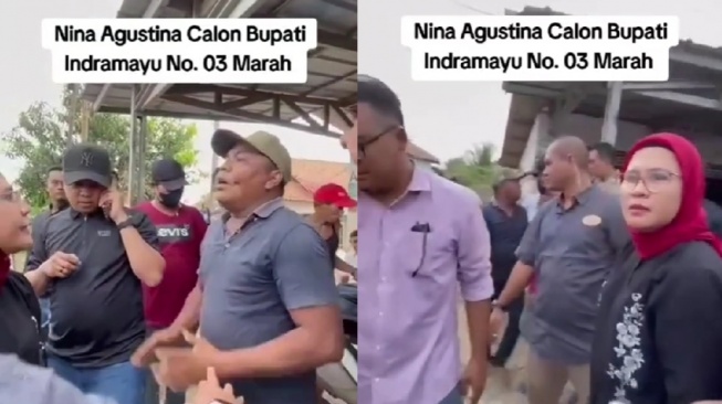 Nina Agustina menuduh warga sebagai timses Lucky Hakim sampai membawa-bawa Da'i Bachtiar. (TikTok/@mdinewstv)