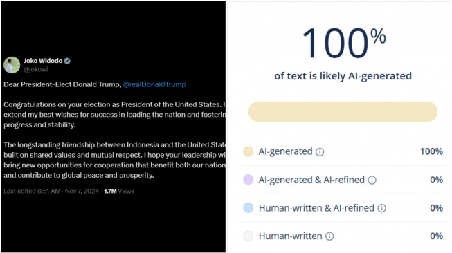 Ucapkan Selamat ke Presiden Trump, Fasihnya Bahasa Inggris Jokowi Bikin Kaget, Publik: Pakai AI?