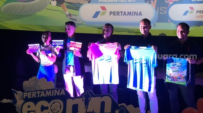 Konferensi pers acara Pertamina Eco RunFest 2024 yang digelar di kawasan MH. Thamrin, Jakarta Pusat, Rabu (6/11/2024). [Suara.com/Tiara Rosana]