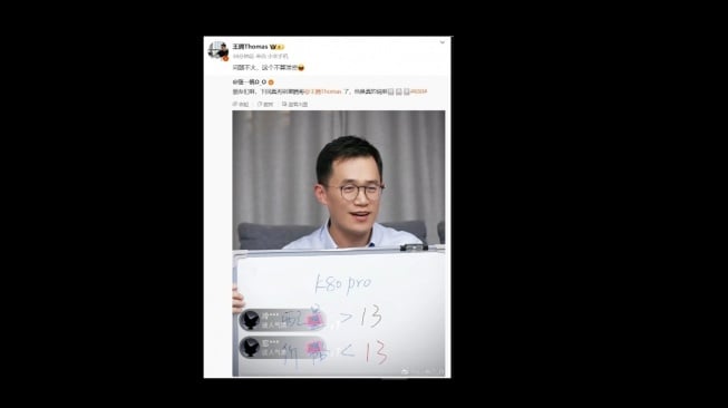 Wang Teng dalam siaran langsung tentang Redmi K80 Pro. [Xiaomitime]