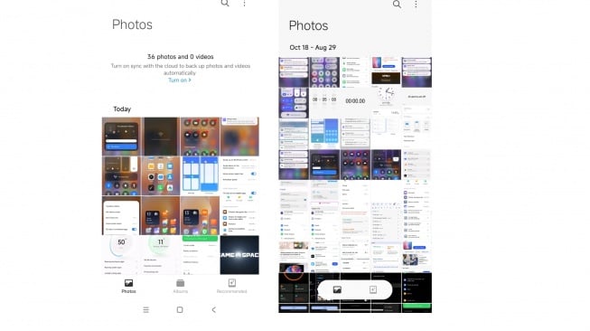 Perbandingan tampilan aplikasi galeri lama dan baru di Xiaomi. [Xiaomitime]