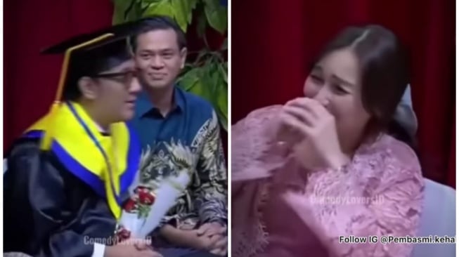 Reaksi Ayu Ting Ting saat Andre Taulany diduga parodikan gelar doktor honoris causa Raffi Ahmad (Instagram/@lambe_gosip)