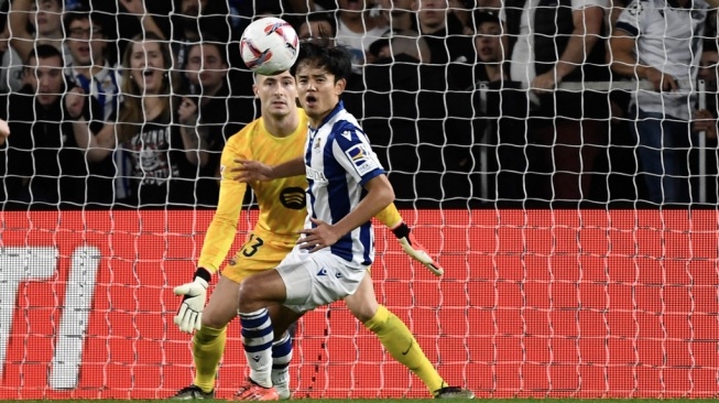 Penyerang Timnas Jepang, Takefusa Kubo saat membela Real Sociedad. [Dok. AFP]