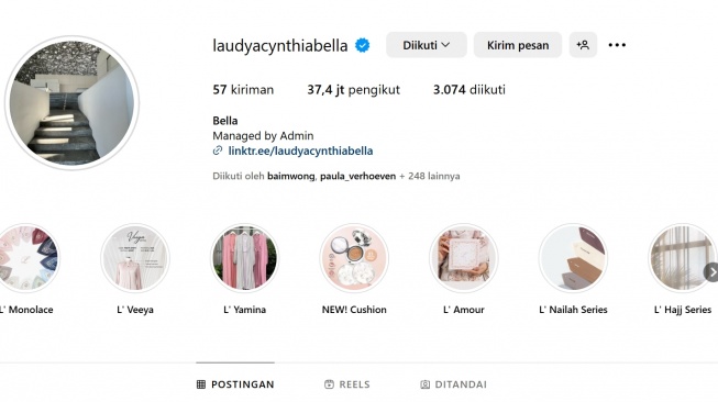 Akun Instagram Laudya Cynthia Bella (Instagram/@laudyacynthiabella)