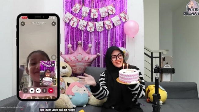 Putri Delina rayakan ulang tahun anak Lina Jubaedah, Bintang (YouTube/Putri Delina)