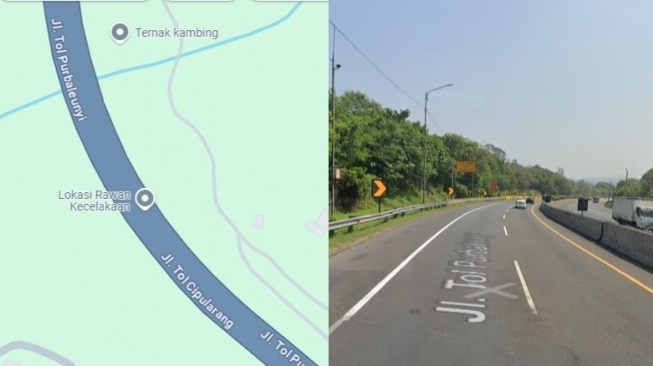 Tol Cipularang Km 2 yang ditandai rawan kecelakaan. [Google Maps]