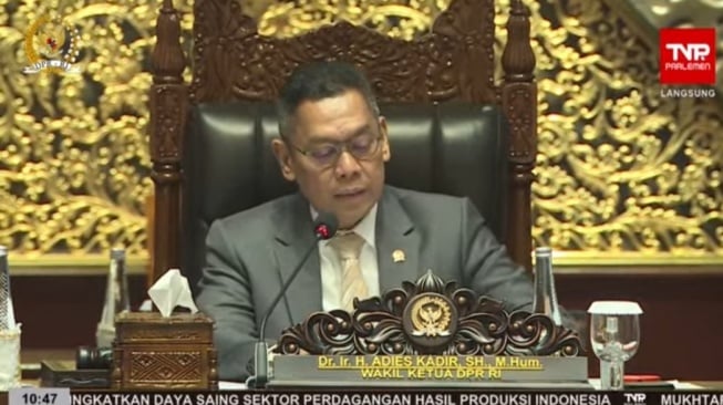 Wakil Ketua DPR RI Adies Kadir. (tangkapan layar/Bagaskara)