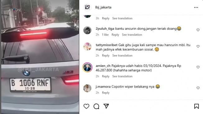 Viral sopir BWM tabrak sejumlah pengendara saat lawan arah di kawasan Duren Tiga, Jaksel. (Tangkapan layar/Instagram)