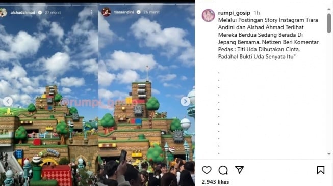 Kolase foto Tiara Andini dan Alshad Ahmad diduga liburan bersama ke Jepang (Instagram/@rumpi_gosip)