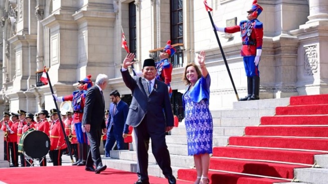 Kunjungan kenegaraan Presiden Prabowo disambut hangat oleh Presiden Peru, Dina Boluarte.  (Foto: Biro Pers Sekretariat Presiden)