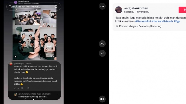 Fans Tiara Andini curhat diblokir sang artis (TikTok/@sadgalaukonten)