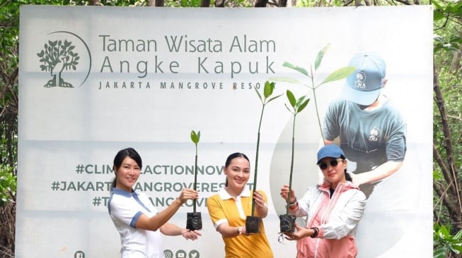 Peduli Lingkungan, Marcella Zalianty dan Jolene Marie Ikut Aksi Tanam 100 Mangrove