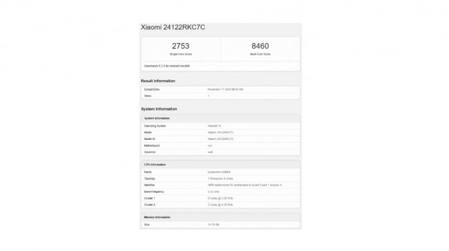 Redmi K80 Pro di Geekbench. [Geekbench]