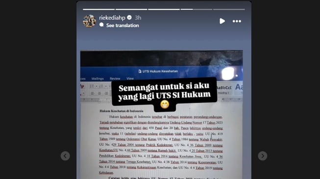 Rieke Diah Pitaloka S1 Hukum (Instagram)