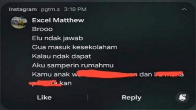 Percakapan antara putra Ivan Sugianto, Excel dan korban intimidasi, Ethan (X/LexWu_13)