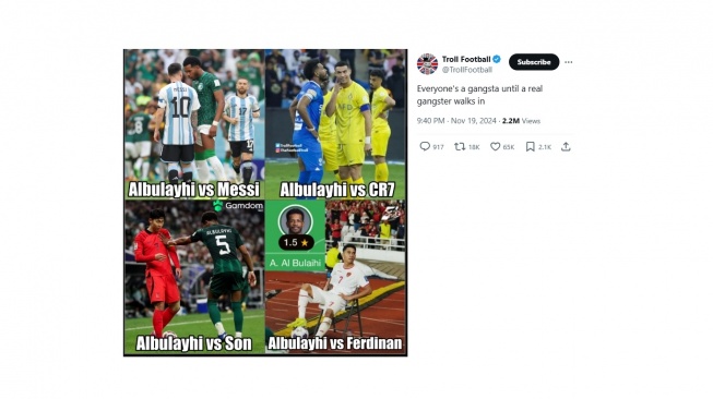 Meme Marselino vs Albulayhi. [X/@TrollFootball]